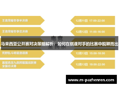 马来西亚公开赛对决策略解析:如何在棋逢对手的比赛中脱颖而出 马来西亚公开赛对决策略解析:如何在棋逢对手的比赛中脱颖而出