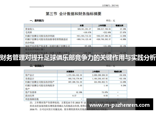 财务管理对提升足球俱乐部竞争力的关键作用与实践分析